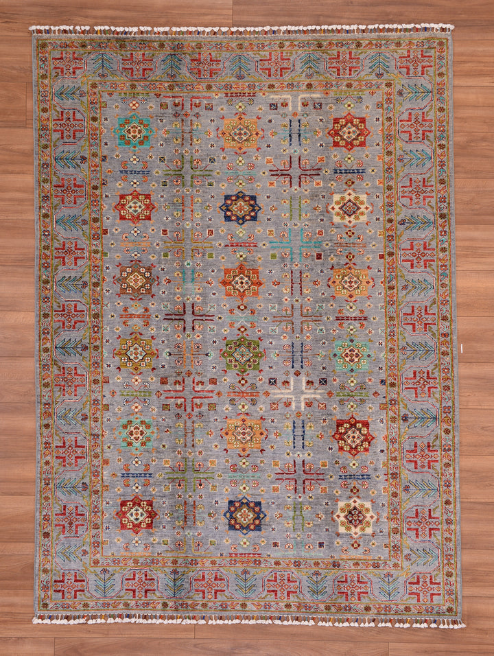 Veziri Bilcik Original Hand Woven Gray Vegetable Dyed Wool Carpet 176x242 4.26 Square Meters - 6x8 ft