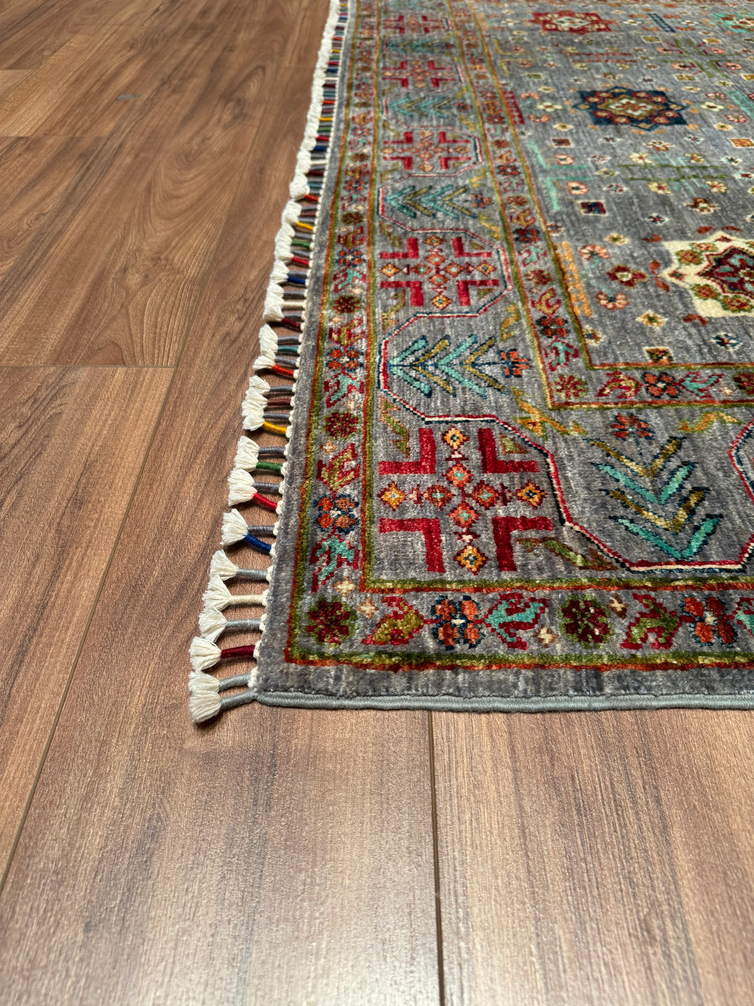 Veziri Bilcik Original Hand Woven Gray Vegetable Dyed Wool Carpet 176x242 4.26 Square Meters - 6x8 ft