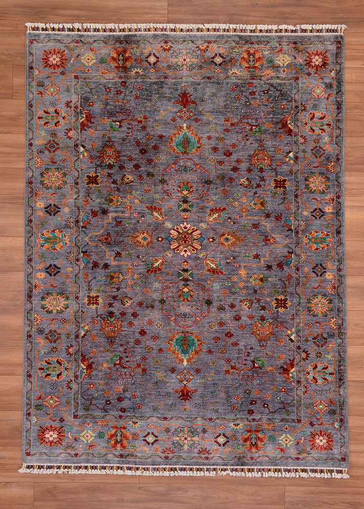 Sultani Binbirgece Original Hand Woven Anthracite Vegetable Dyed Wool Carpet 179x240 4.30 Square Meters - 5x8 ft