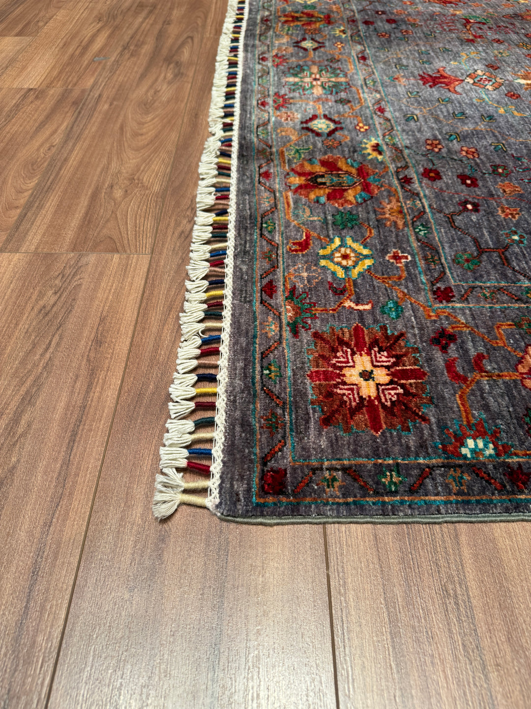 Sultani Binbirgece Original Hand Woven Anthracite Vegetable Dyed Wool Carpet 179x240 4.30 Square Meters - 5x8 ft