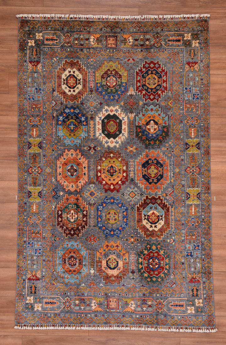 Veziri Original Hand Woven Gray Vegetable Dyed Wool Carpet 171x268 4.58 Square Meters - 6x8 ft