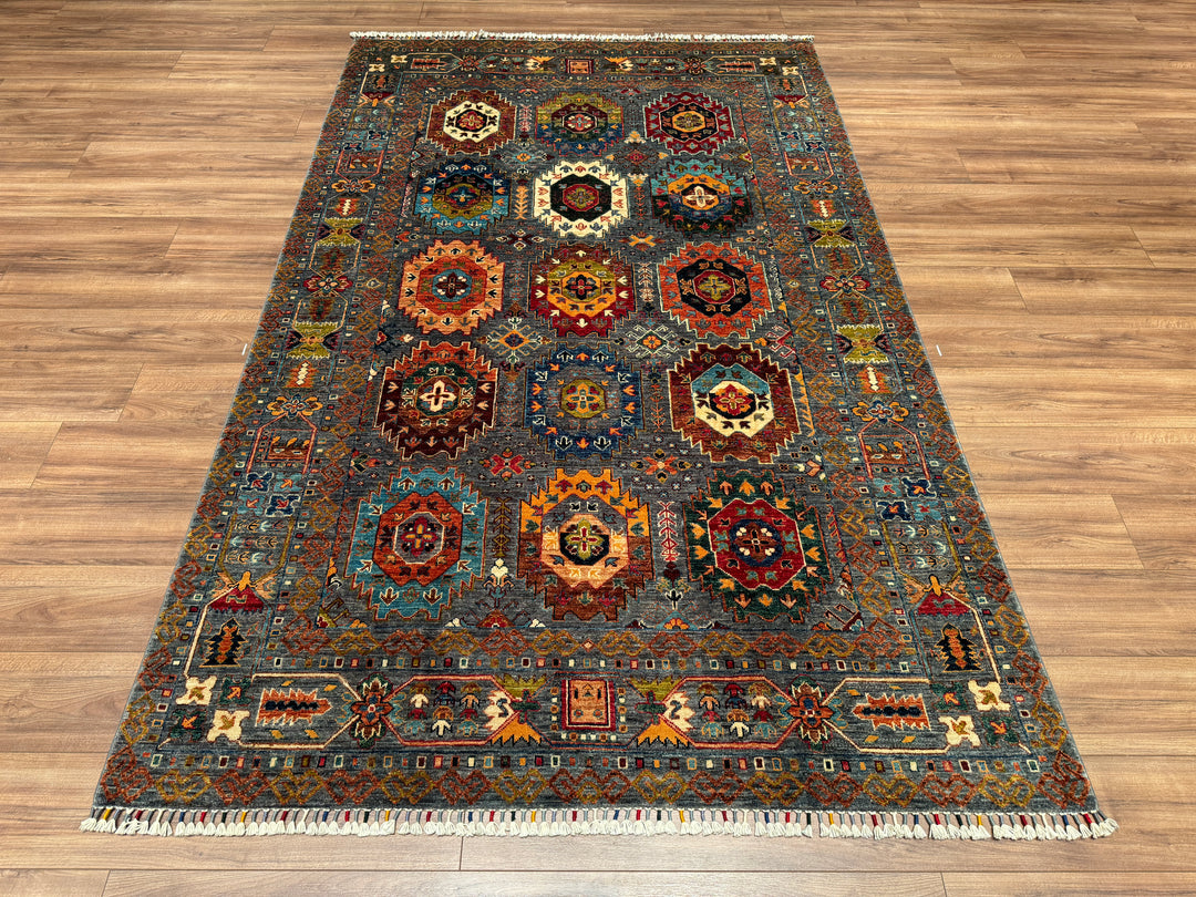 Veziri Original Hand Woven Gray Vegetable Dyed Wool Carpet 171x268 4.58 Square Meters - 6x8 ft