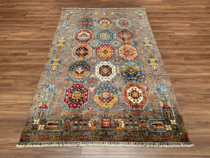 Veziri Orjinal El Dokuması Gri Kök Boya Yün Halı 171x268 4.58 Metrekare - 6x8 ft