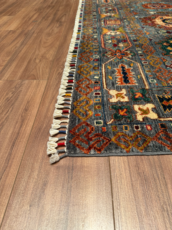 Veziri Original Hand Woven Gray Vegetable Dyed Wool Carpet 171x268 4.58 Square Meters - 6x8 ft