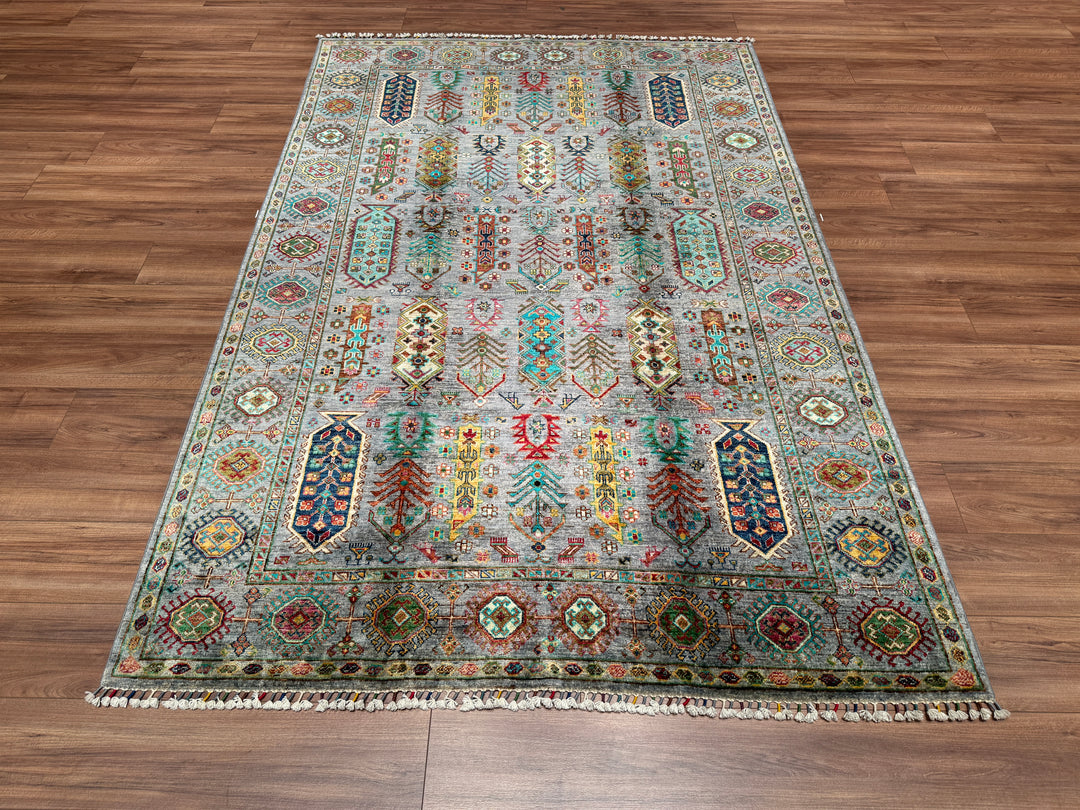 Veziri Original Hand Woven Gray Vegetable Dyed Wool Carpet 173x258 4.46 Square Meters - 5x8 ft