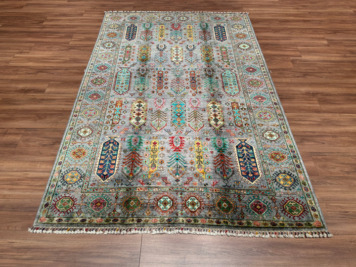 Veziri Orjinal El Dokuması Gri Kök Boya Yün Halı 173x258 4.46 Metrekare - 5x8 ft