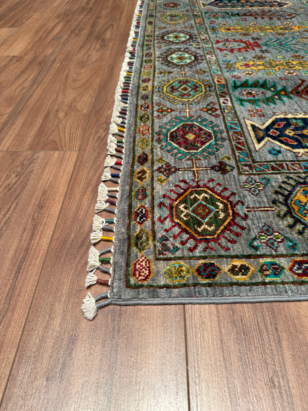 Veziri Original Hand Woven Gray Vegetable Dyed Wool Carpet 173x258 4.46 Square Meters - 5x8 ft