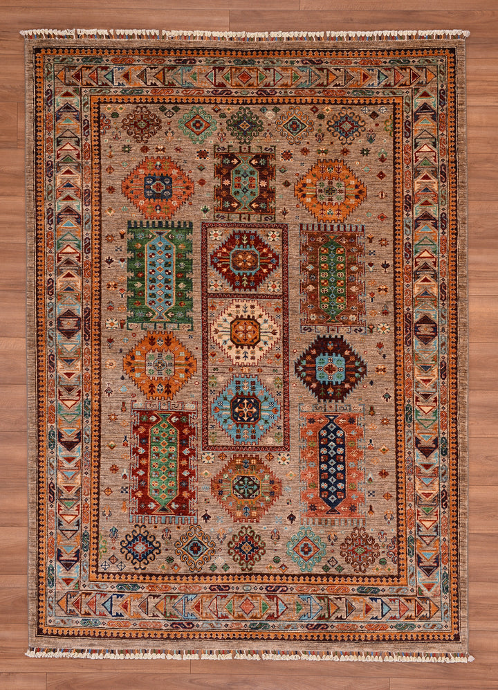 Veziri Original Hand Woven Beige Vegetable Dyed Wool Carpet 180x247 4.45 Square Meters - 6x8 ft