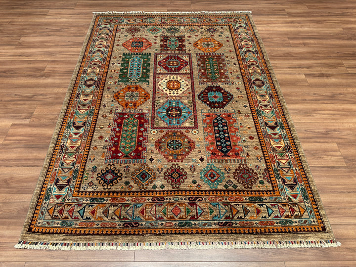 Veziri Original Hand Woven Beige Vegetable Dyed Wool Carpet 180x247 4.45 Square Meters - 6x8 ft