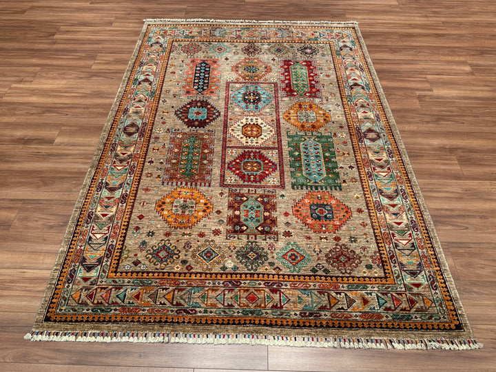 Veziri Original Hand Woven Beige Vegetable Dyed Wool Carpet 180x247 4.45 Square Meters - 6x8 ft