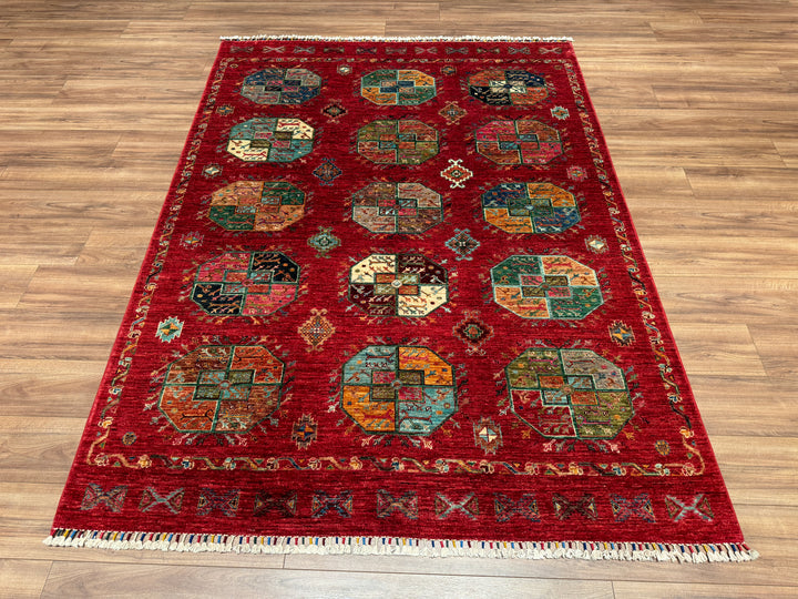 Veziri Original Hand Woven Red Vegetable Dyed Wool Carpet 176x238 4.19 Square Meters - 5x7 ft