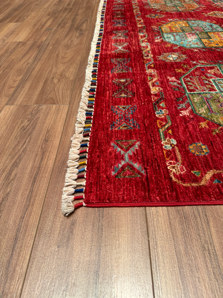 Veziri Original Hand Woven Red Vegetable Dyed Wool Carpet 176x238 4.19 Square Meters - 5x7 ft