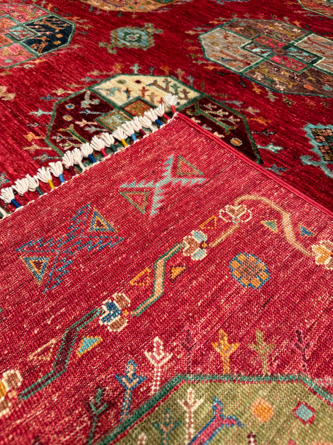 Veziri Original Hand Woven Red Vegetable Dyed Wool Carpet 176x238 4.19 Square Meters - 5x7 ft