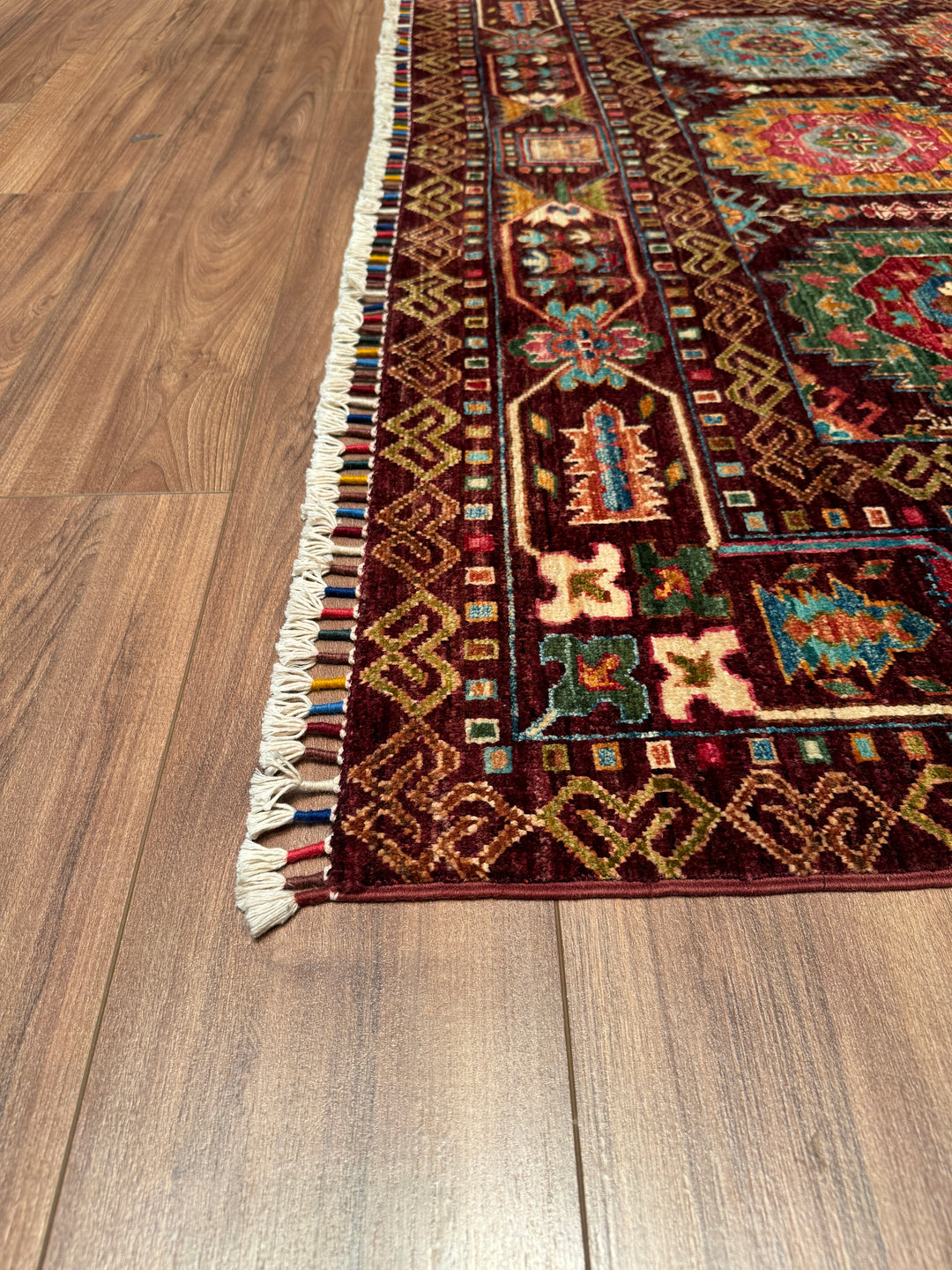 Veziri Original Hand Woven Burgundy Vegetable Dyed Wool Carpet 173x242 4.19 Square Meters - 5x8 ft