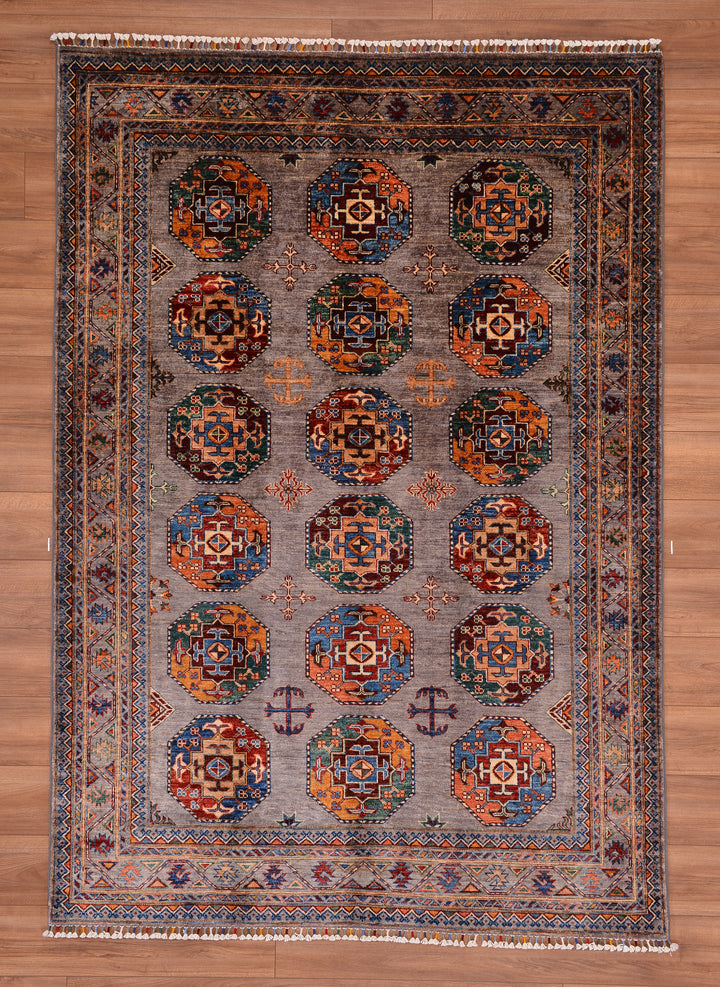 Veziri Original Hand Woven Anthracite Vegetable Dyed Wool Carpet 171x247 4.22 Square Meters - 6x8 ft