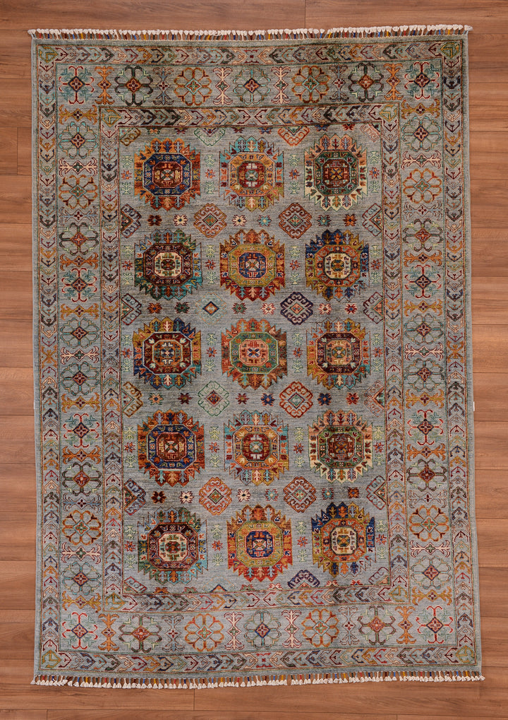 Veziri Original Hand Woven Gray Vegetable Dyed Wool Carpet 175x253 4.43 Square Meters - 6x8 ft