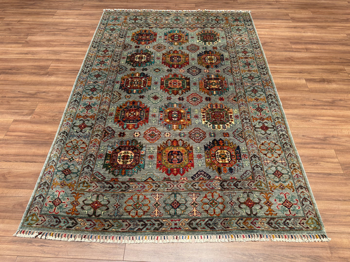 Veziri Original Hand Woven Gray Vegetable Dyed Wool Carpet 175x253 4.43 Square Meters - 6x8 ft