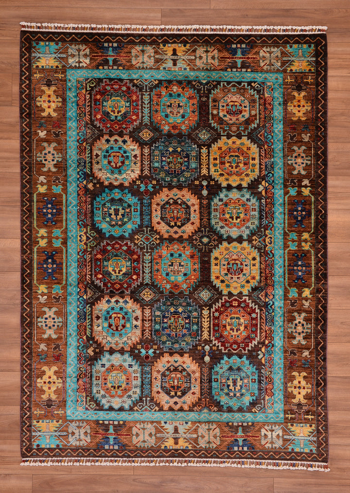 Veziri Original Hand Woven Brown Vegetable Dyed Wool Carpet 178x245 4.36 Square Meters - 6x8 ft