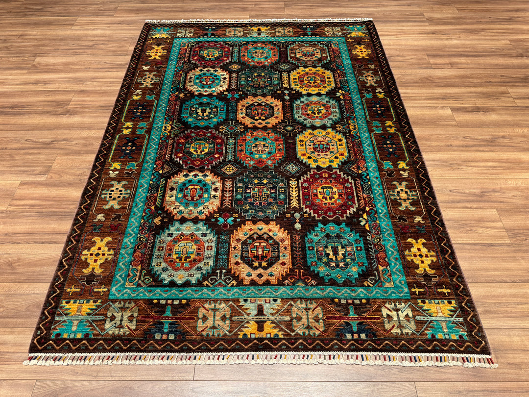 Veziri Original Hand Woven Brown Vegetable Dyed Wool Carpet 178x245 4.36 Square Meters - 6x8 ft