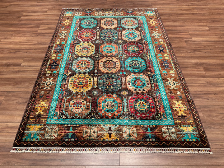 Veziri Original Hand Woven Brown Vegetable Dyed Wool Carpet 178x245 4.36 Square Meters - 6x8 ft