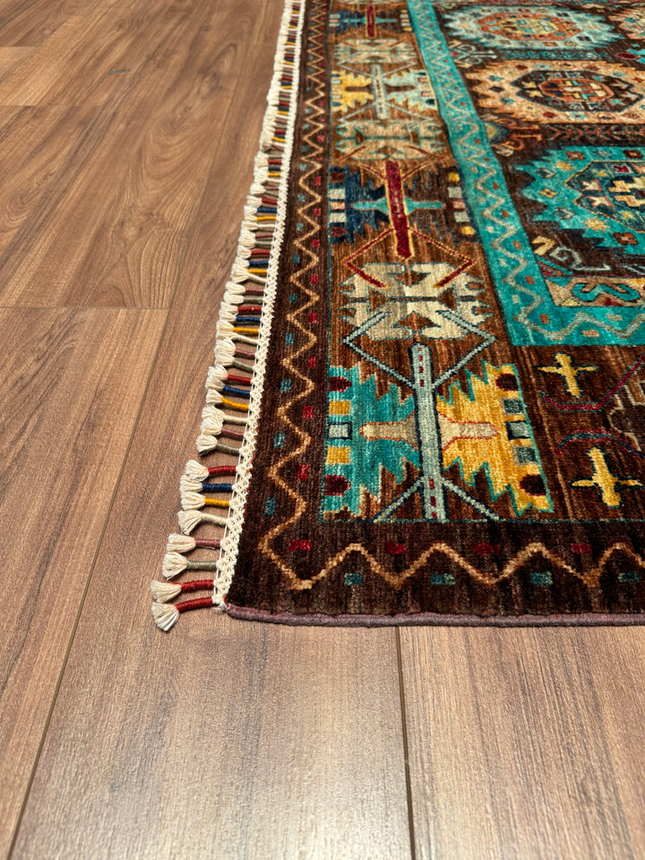 Veziri Original Hand Woven Brown Vegetable Dyed Wool Carpet 178x245 4.36 Square Meters - 6x8 ft