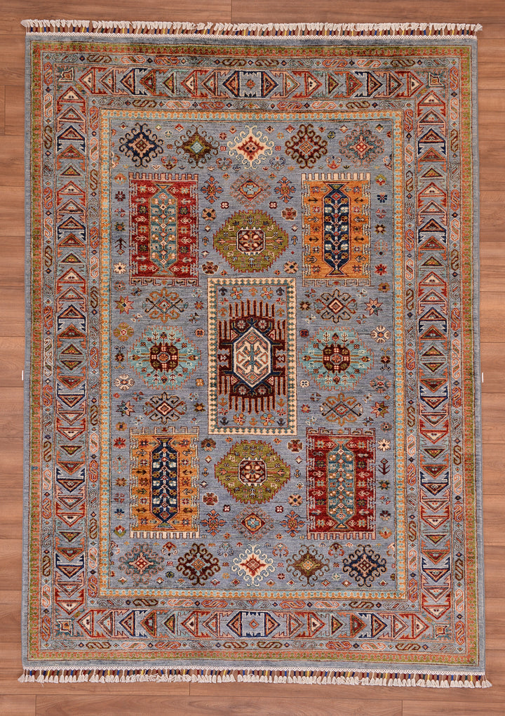 Veziri Original Hand Woven Gray Vegetable Dyed Wool Carpet 174x239 4.16 Square Meters - 6x8 ft