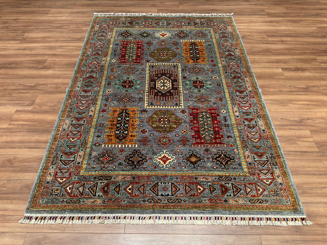 Veziri Original Hand Woven Gray Vegetable Dyed Wool Carpet 174x239 4.16 Square Meters - 6x8 ft