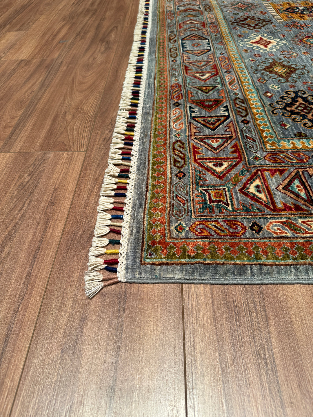 Veziri Original Hand Woven Gray Vegetable Dyed Wool Carpet 174x239 4.16 Square Meters - 6x8 ft