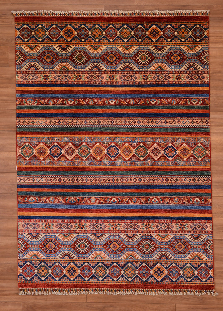 Khorjin Original Hand Woven Multi Vegetable Dyed Wool Carpet 176x246 4.33 Square Meters - 6x9 ft