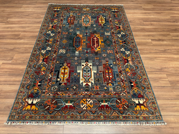 Veziri Original Hand Woven Gray Vegetable Dyed Wool Carpet 172x256 4.40 Square Meters - 6x8 ft