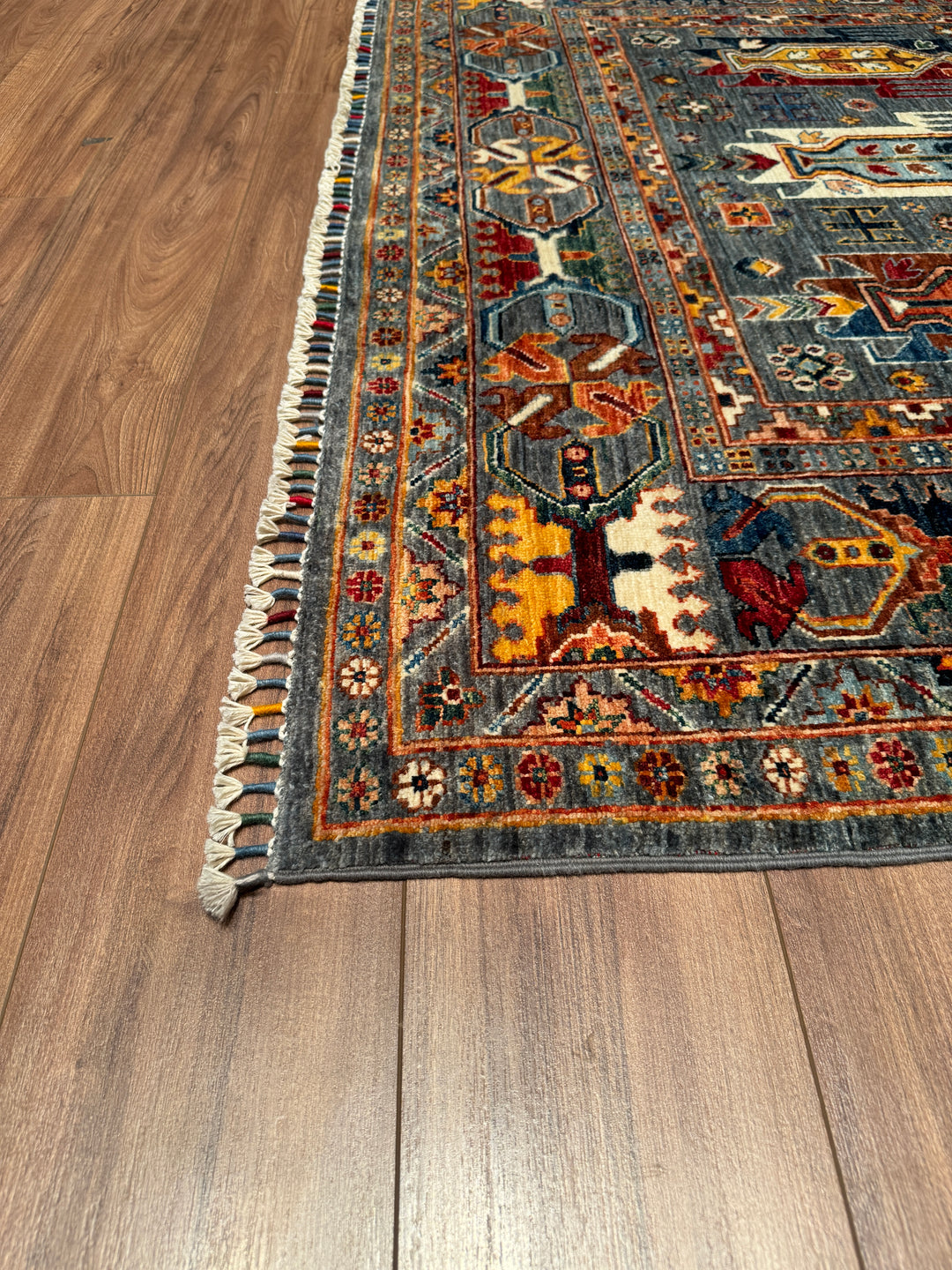 Veziri Original Hand Woven Gray Vegetable Dyed Wool Carpet 172x256 4.40 Square Meters - 6x8 ft