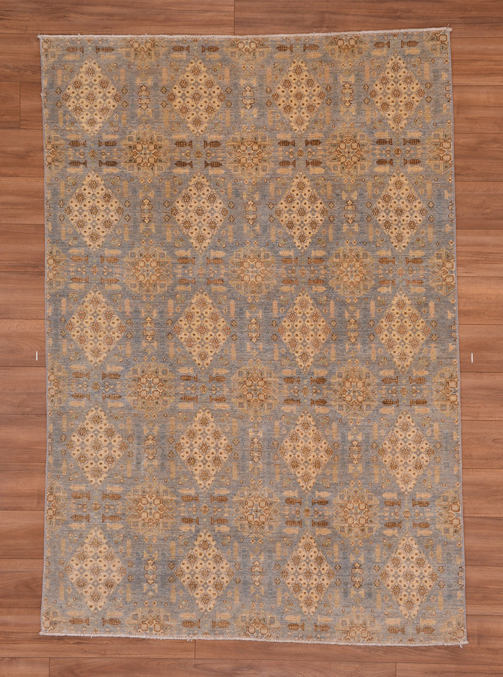 Uşak Original Hand Woven Gray Cream Vegetable Dyed Wool Carpet 166x241 4 Square Meters - 6x8 ft