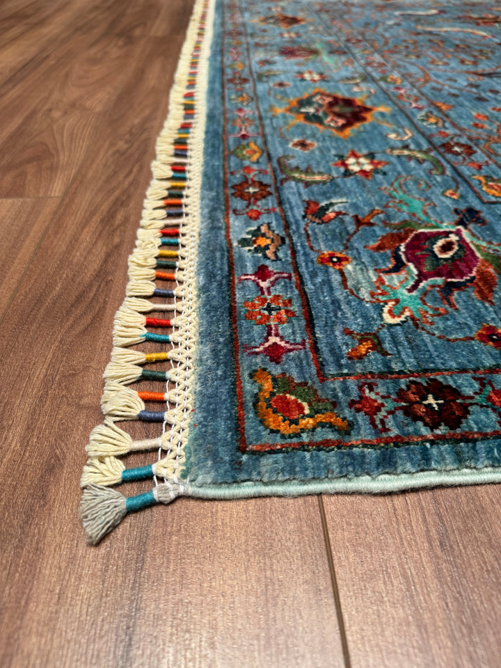 Sultani Binbirgece Orjinal El Dokuması Mavi Kök Boya Yün Halı 173x242 4.19 Metrekare - 5x8 ft