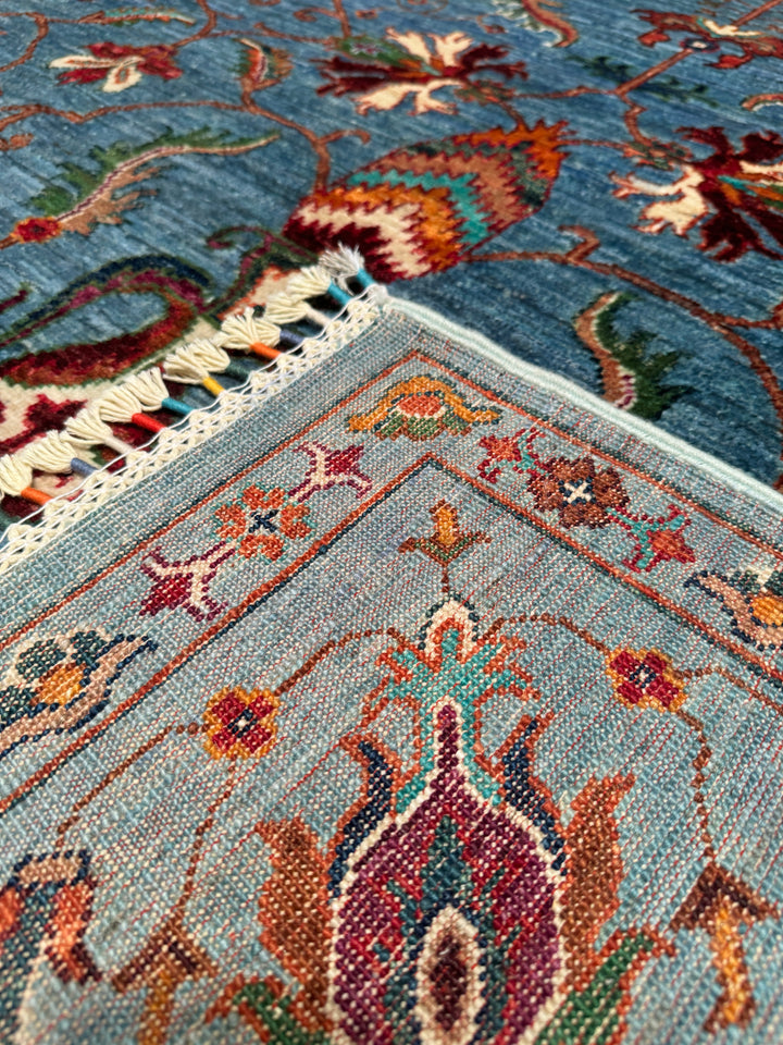 Sultani Binbirgece Original Hand Woven Blue Vegetable Dyed Wool Carpet 173x242 4.19 Square Meters - 5x8 ft