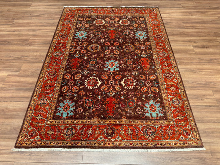 Uşak Orjinal El Dokuması Kırmızı Kök Boya Yün Halı 172x241 4.15 Metrekare - 6x8 ft