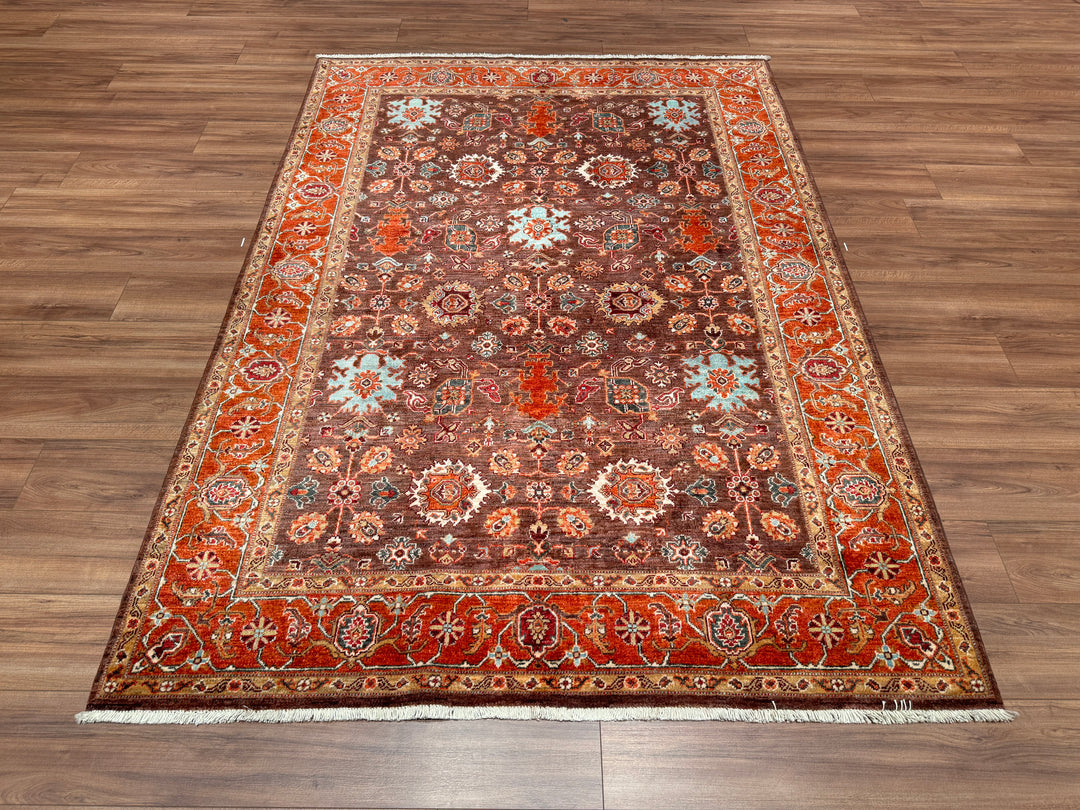 Uşak Original Hand Woven Red Vegetable Dyed Wool Carpet 172x241 4.15 Square Meters - 6x8 ft