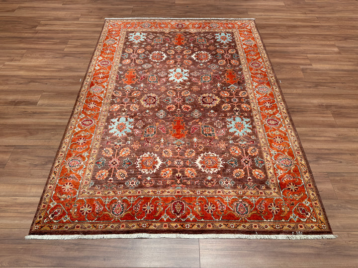 Uşak Orjinal El Dokuması Kırmızı Kök Boya Yün Halı 172x241 4.15 Metrekare - 6x8 ft