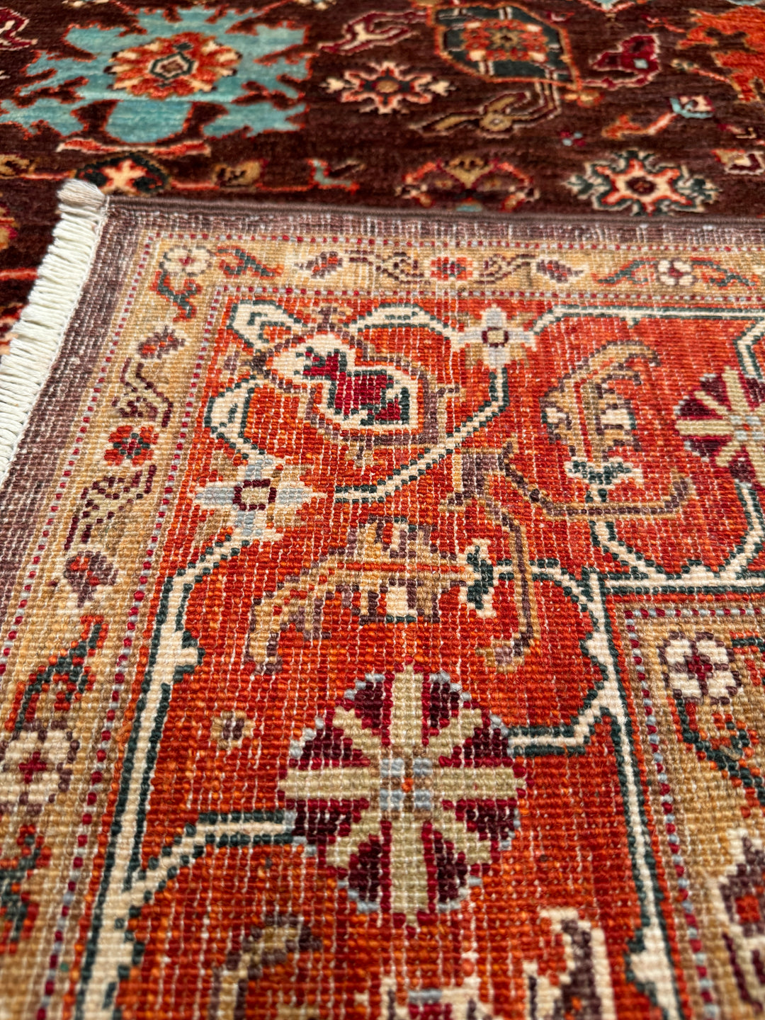 Uşak Original Hand Woven Red Vegetable Dyed Wool Carpet 172x241 4.15 Square Meters - 6x8 ft