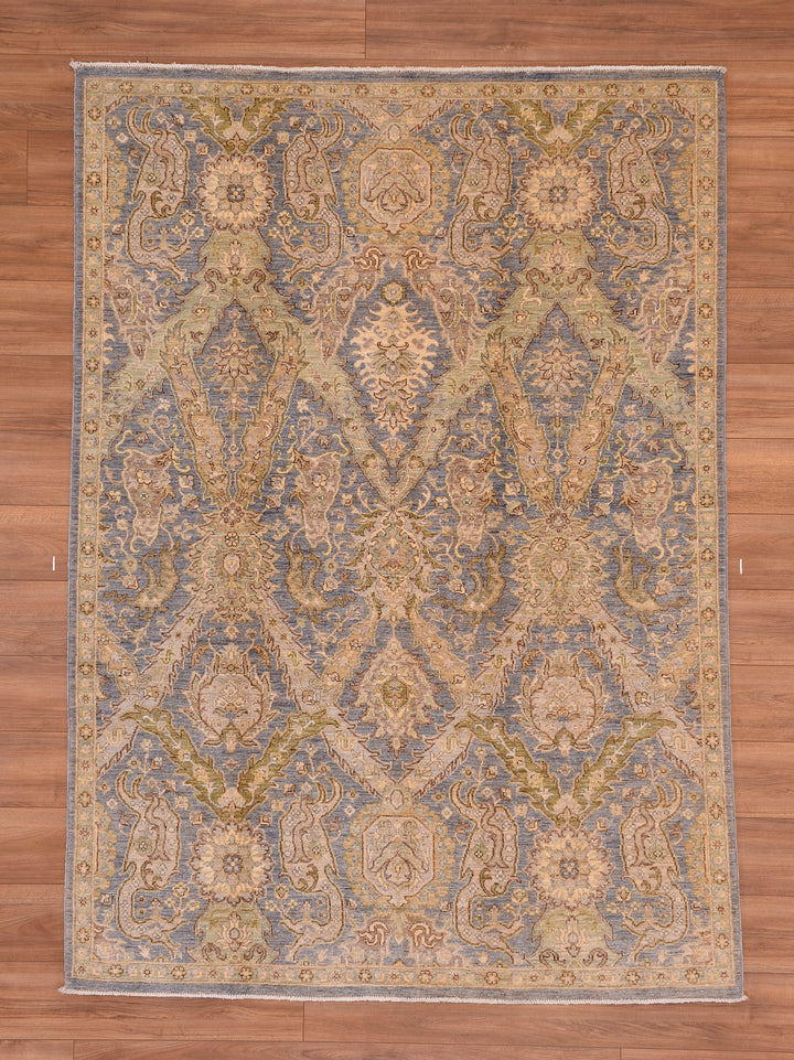 Uşak Original Hand Woven Gray Cream Vegetable Dyed Wool Carpet 167x236 3.94 Square Meters - 6x8 ft