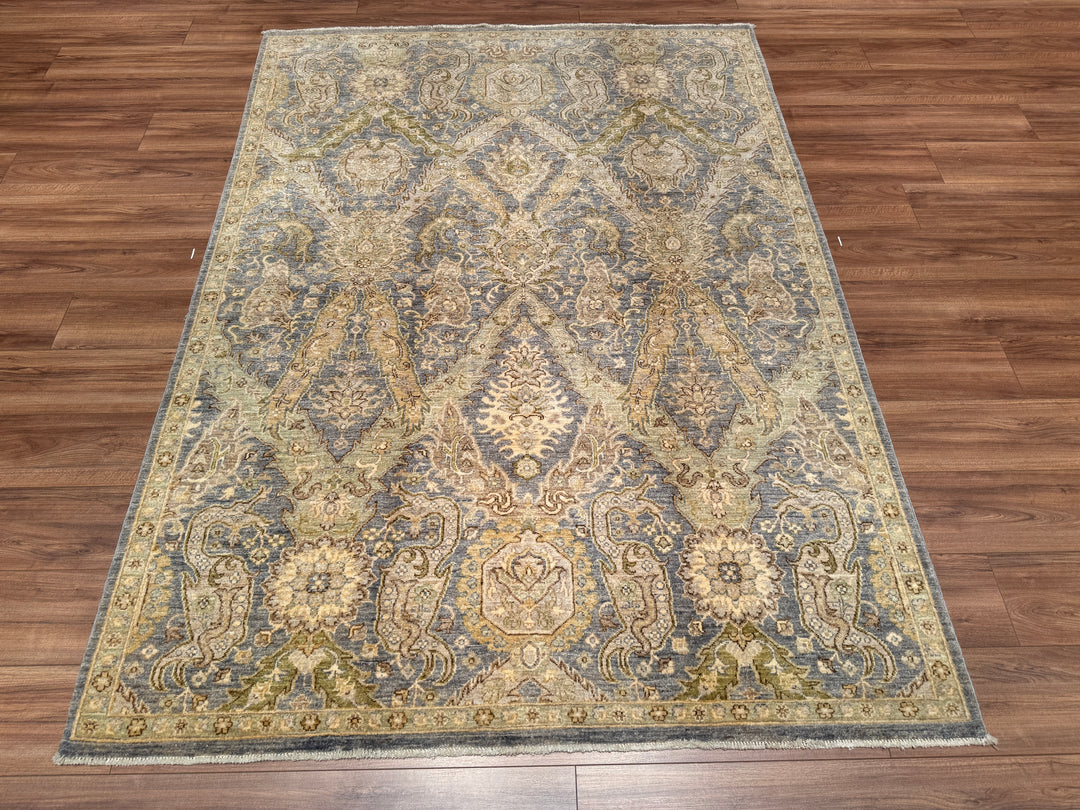 Uşak Original Hand Woven Gray Cream Vegetable Dyed Wool Carpet 167x236 3.94 Square Meters - 6x8 ft