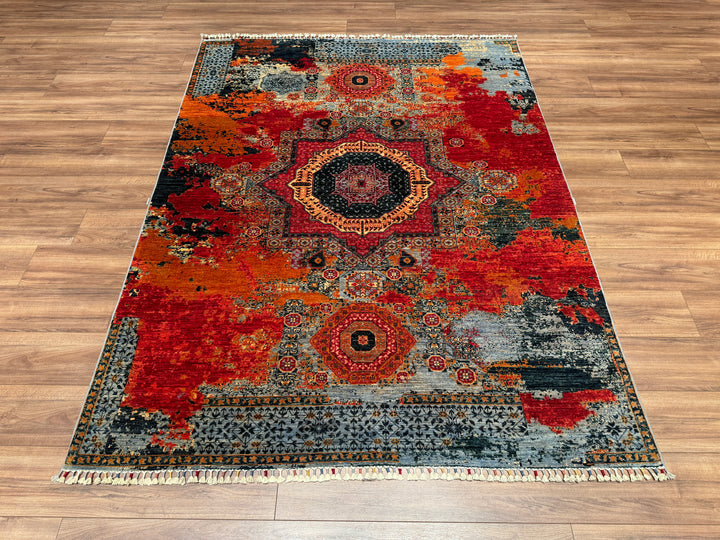 K.Mamluk Original Hand Woven Multi Vegetable Dyed Wool Carpet 174x232 4.04 Square Meters - 5x8 ft