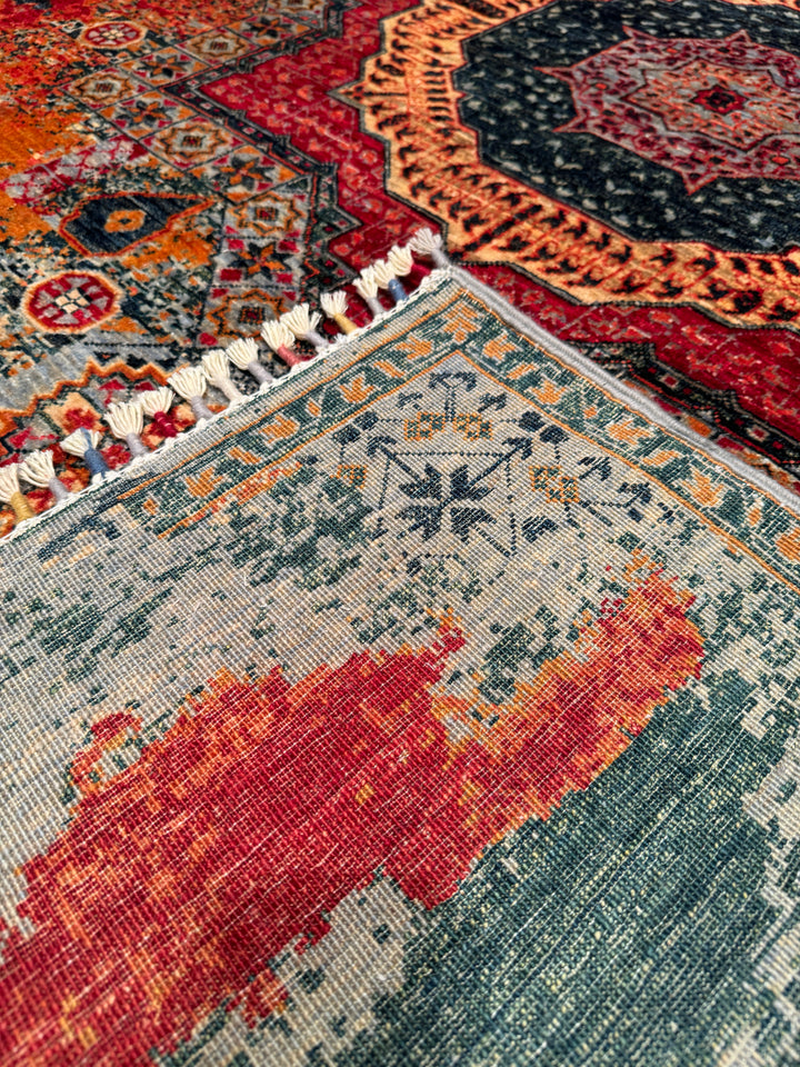 K.Mamluk Original Hand Woven Multi Vegetable Dyed Wool Carpet 174x232 4.04 Square Meters - 5x8 ft