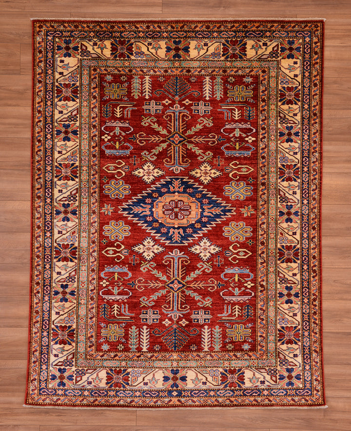 Shirvan Original Hand Woven Red Cream Vegetable Dyed Wool Carpet 178x236 4.20 Square Meters - 5x8 ft