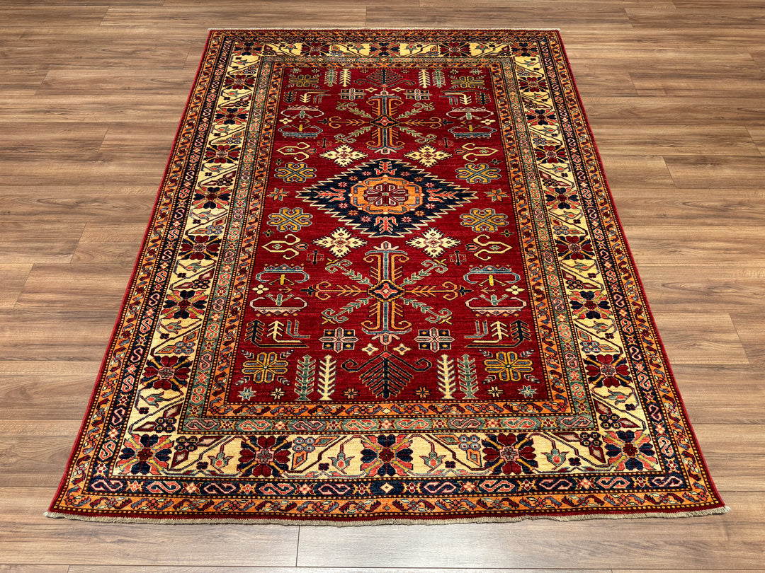 Shirvan Original Hand Woven Red Cream Vegetable Dyed Wool Carpet 178x236 4.20 Square Meters - 5x8 ft