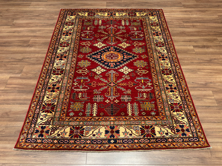 Shirvan Original Hand Woven Red Cream Vegetable Dyed Wool Carpet 178x236 4.20 Square Meters - 5x8 ft