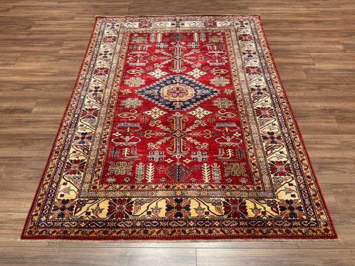 Shirvan Original Hand Woven Red Cream Vegetable Dyed Wool Carpet 178x236 4.20 Square Meters - 5x8 ft