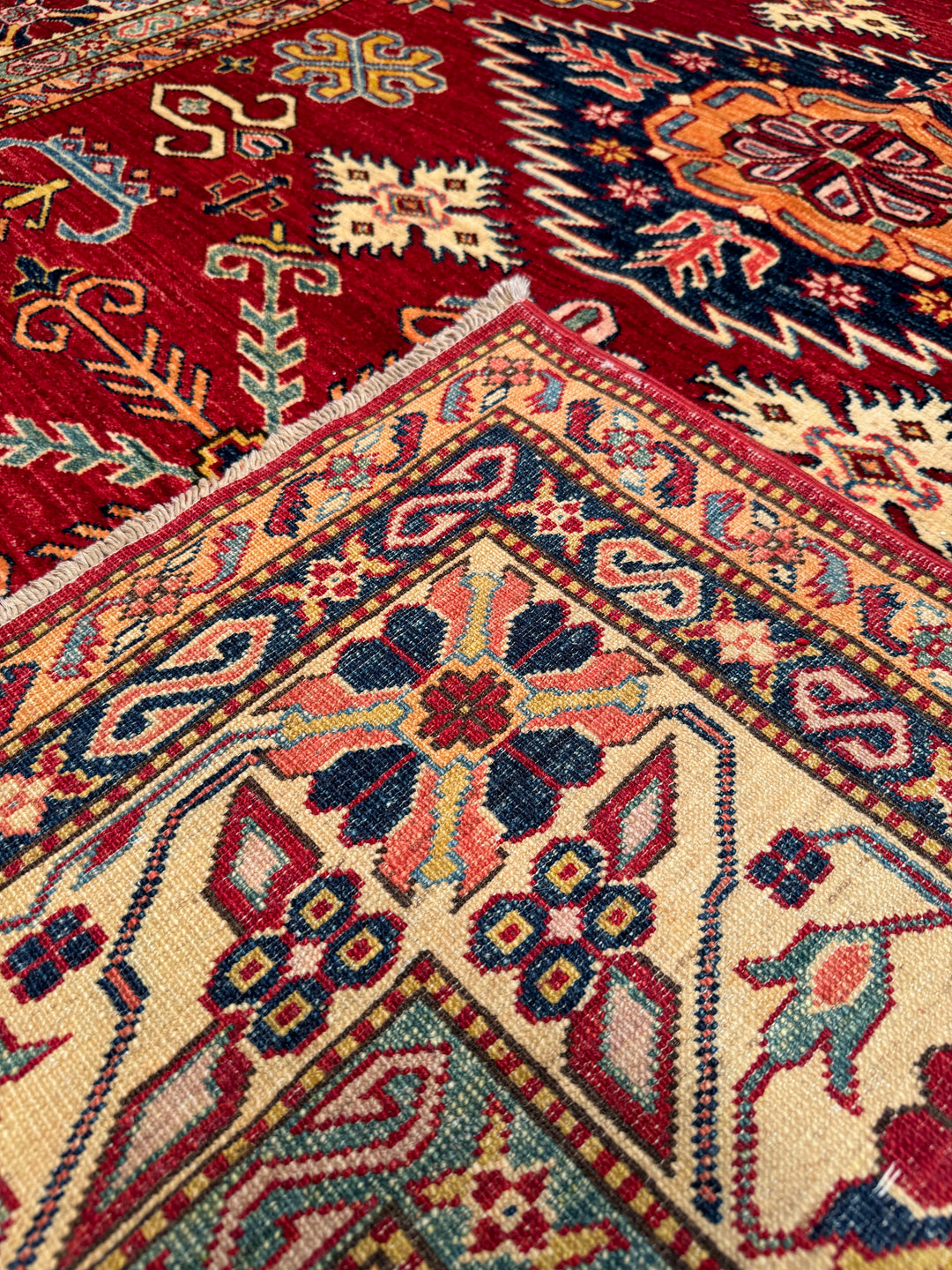 Shirvan Original Hand Woven Red Cream Vegetable Dyed Wool Carpet 178x236 4.20 Square Meters - 5x8 ft