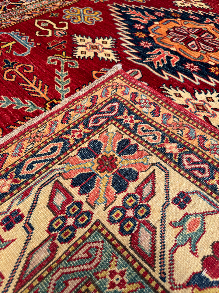 Shirvan Original Hand Woven Red Cream Vegetable Dyed Wool Carpet 178x236 4.20 Square Meters - 5x8 ft