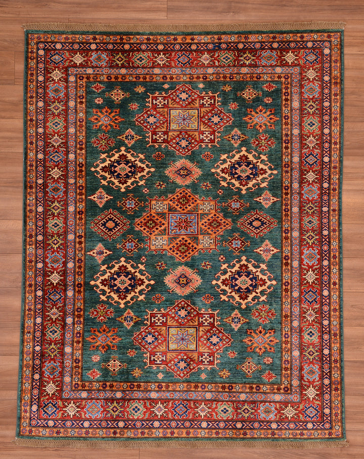 Shirvan Original Hand Woven Red Green Vegetable Dyed Wool Carpet 181x232 4.20 Square Meters - 6x9 ft