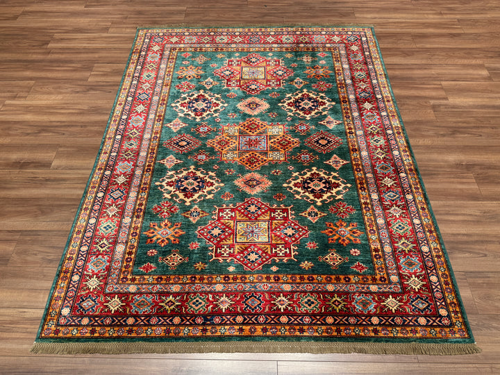 Shirvan Original Hand Woven Red Green Vegetable Dyed Wool Carpet 181x232 4.20 Square Meters - 6x9 ft